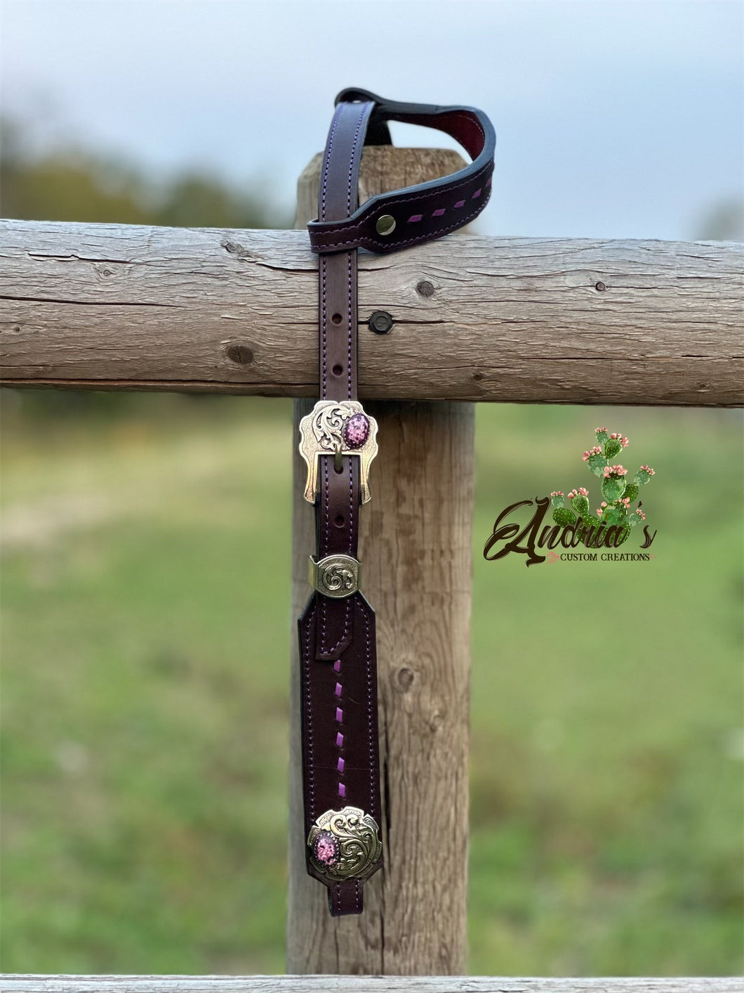 Purple Swirl Short Cheek Headstall