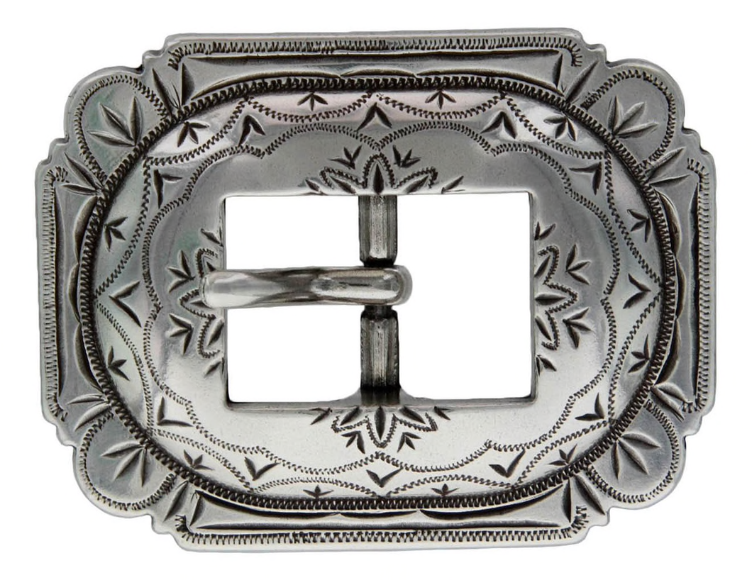 Antique Silver Cart Buckle with Scalloped Edges