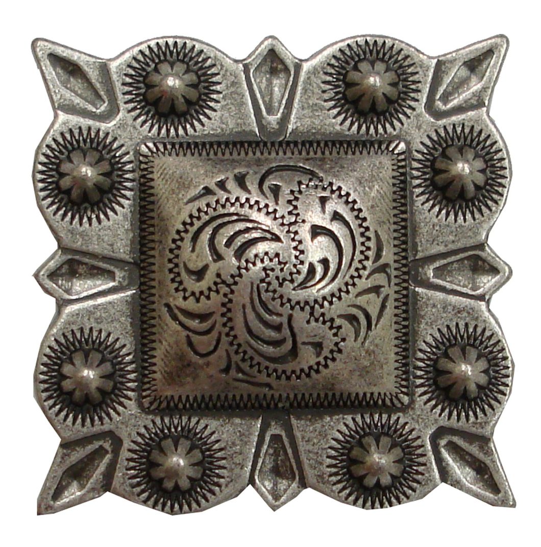 Old Silver Pointy Square Concho